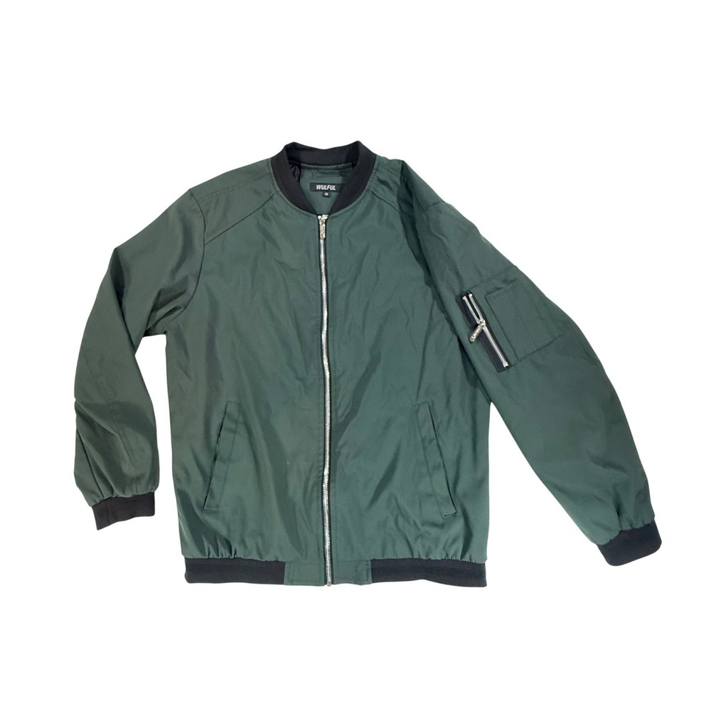WULFUL Bomber Jacket Softshell Mens M Green‎ Flight Streetwear Utility Zipper